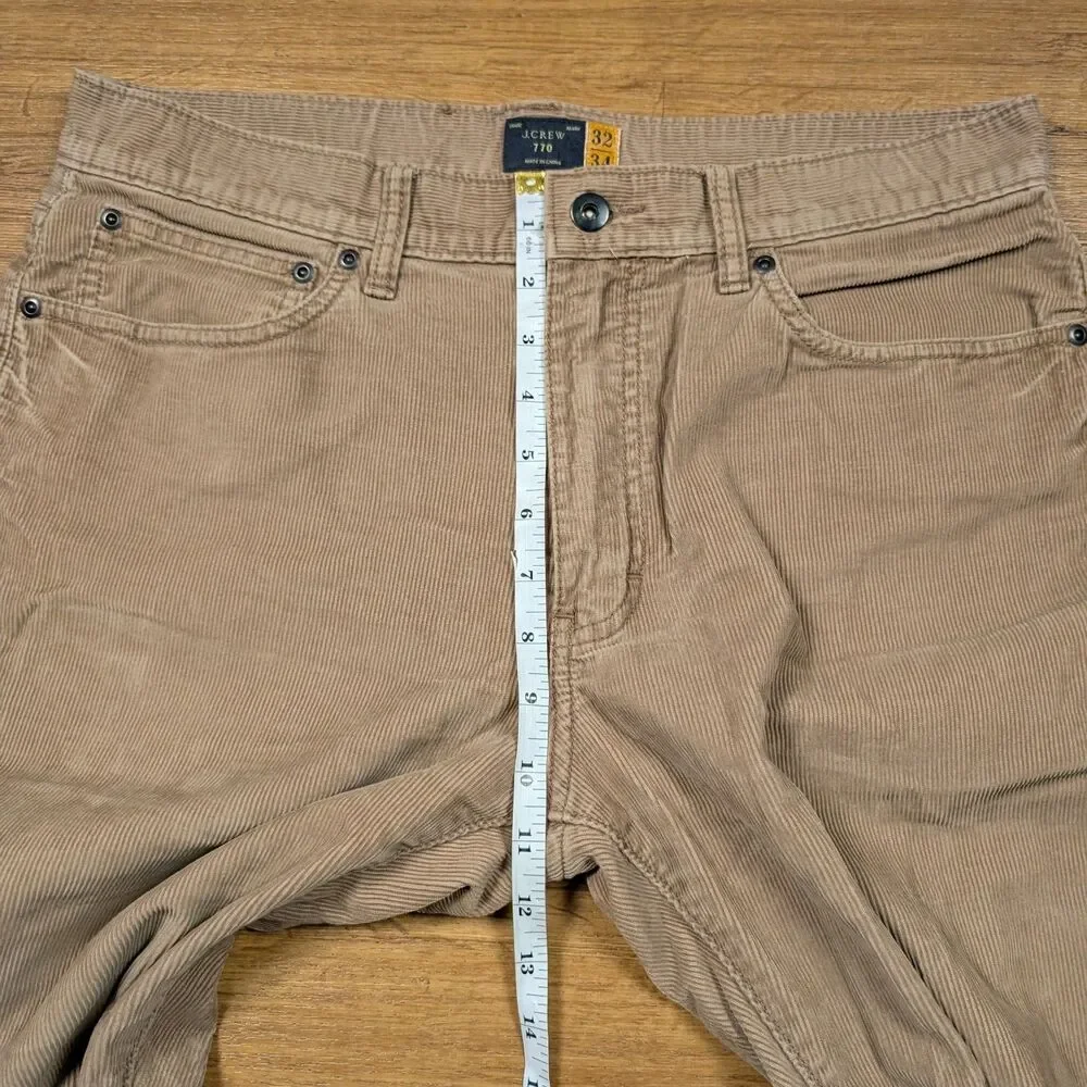J Crew 770 Straight Fit Corduroy Pants Men 32x34 Beige City Cotton 5 Pocket